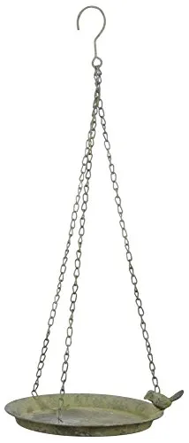Esschert Design am Grün Hängetränke 1 Vogel aus veraltetem Metall, 24,3 x 24,3 x 5,3 cm