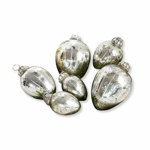 Loberon Osterei 6er Set Lacul – Stilvolle Deko-Eier mit Strasssteinen - Sammlerfiguren: Deko-Glaseier mit verzierter Kappe aus Bauernsilber, langlebig und nachhaltig, ideal für eine elegante Osterdekoration.