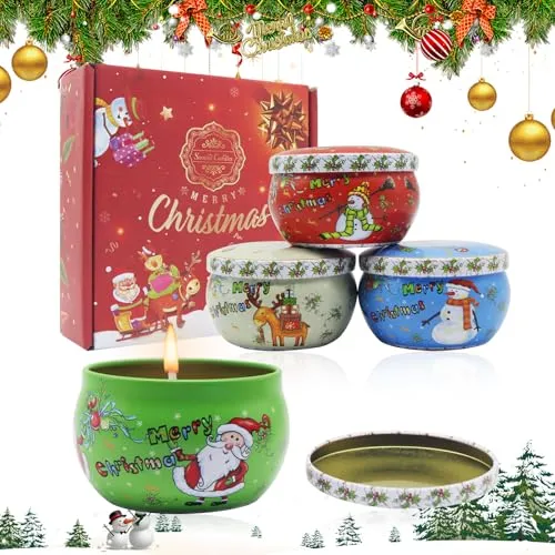 Fengyang® Duftkerzen Geschenkset für Frauen, Natürliches Sojawachs-Duftkerzen-Set, Dekorative Frauen Duftkerze, Geeignet für Weihnachten, Geburtstag, Valentinstag, Aromatherapie, Hochzeiten (4pcs)