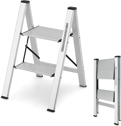 COSTWAY Trittleiter, klappbar und rutschfest