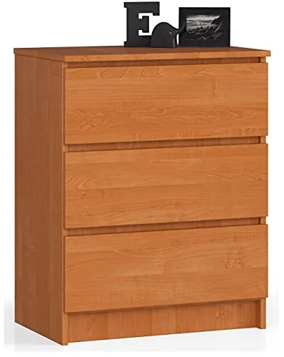 AKORD Kommode K60 mit 3 Schubladen - Modernes Design für jeden Raum - Kommode für Wohnzimmer, Schlafzimmer oder Büro: 3 geräumige Schubladen und kratzfeste Oberfläche für praktische Aufbewahrung in kleinen Räumen.