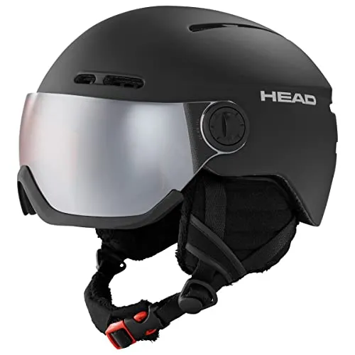 HEAD KNIGHT Helm 2025 black - M/L - Skihelme & Snowboardhelme mit integriertem, wechselbarem Visier für Brillenträger, hervorragende Belüftung und individuelle Größenanpassung für maximalen Komfort und Sicherheit.