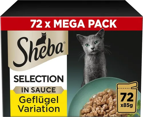 Sheba Delikatesse in Sauce Katzen Futter Nassfutter Geflügelauswahl 72 x 85 g