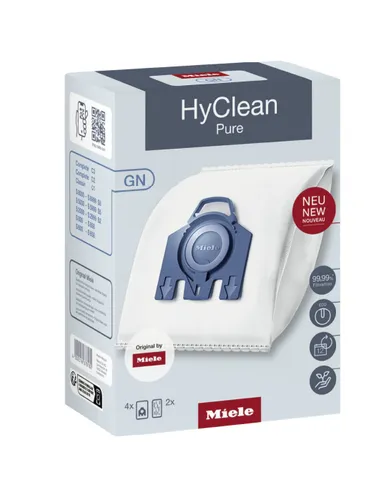 Miele Staubsaugerbeutel GN HyClean Pure 2.0 / Mit bester Filtrationsleistung, passend für Miele, 4er Pack Staubbeutel, 2er Pack Filter
