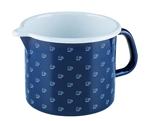 Riess Schnabeltopf 14 cm - COUNTRY DIRNDL - Milchtopf aus Emaille mit Schnabelausguss, ideal für energiesparendes Kochen. Bakterienhemmend, schnitt- und kratzfest, perfekt für alle Herdarten.