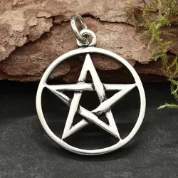 Drachensilber Pentagramm Anhänger aus 925 Silber in silber von Drachensilber