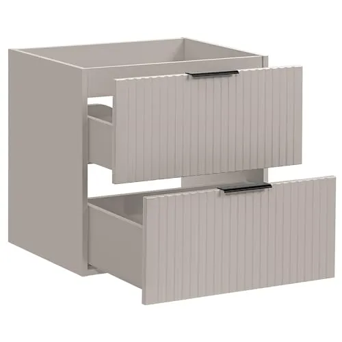 Lomadox ADELAIDE-56-CASHMERE Waschtischunterschrank 60cm - Eleganter Waschbeckenschrank in Kaschmir mit 2 Softclose-Auszügen. Perfekt für ein stilvolles Badezimmer, vereint modernes Design und hochwertige Verarbeitung.