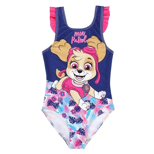 PAW Patrol Mädchen Badeanzug, Skye Design, Bikini, Strand, Schwimmen, Sonnenschutz, Schnell Trocknend, Bequem (DE/NL/SE/PL, Numerisch, 98, Regular, Violett)