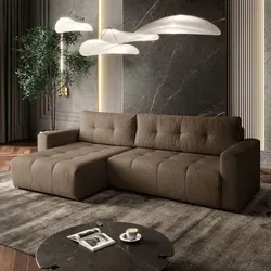Gepolstertes Ecksofa ASTON mit Schlaffunktion in braun von Lookway