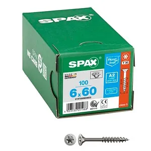 SPAX Universalschrauben T30 Senkkopf Edelstahl A2 0197000600603 6 mm x 60 mm, 100 St.