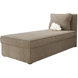 Mirjan24 Boxbett Hellbraun 90x200 cm mit Bettkasten