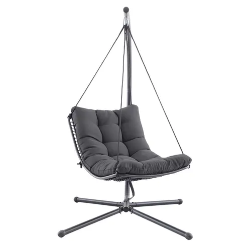 SIENA GARDEN Hängesessel 'Yobaya' Grau - Hängesessel mit Gestell für entspannende Momente im Freien. Wetterbeständig und modern, ideal für Terrasse oder Garten. Genießen Sie Komfort und Stil!
