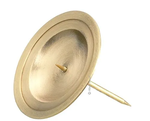 Kerzenstecker, Kranzteller Gold Messing Matt Innen Durchmesser 6 cm, Außen Durchmesser 8,5 cm, mit abschraubbaren Dorn