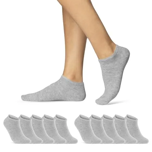 | 20 | 30 Paar Sneaker Socken Herren Damen Schwarz Weiß Grau Baumwolle 16900 (10x Grau 39-42) 10