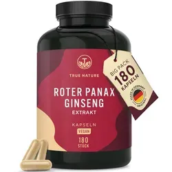 Roter Panax Ginseng Kapseln – 180 Stück (60 Tage Vorrat) - Nahrungsergänzungsmittel mit 20% Ginsenoside, ideal für innere Balance und Kraft – vegan, laktosefrei und ohne unerwünschte Zusatzstoffe.