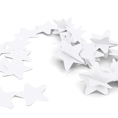 Frau WunderVoll® 2 Stern GIRLANDEN WEIß, 150 cm, 3 lagig/Hochzeit, Baby Shower, Geburtstag, Kindergeburtstag, Tischdekoration, Papier, zum Aufhängen, Dekoration, Kinder, Party