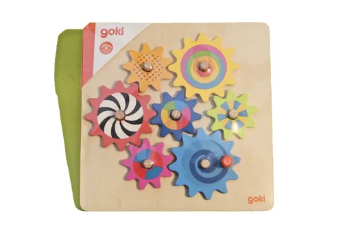 Goki 58530 - Zahnradspiel, hochwertiges und farbenfrohes Gesellschaftsspiel für kreative Köpfe