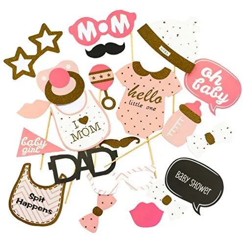 Oblique-Unique® 21 Stück Babydusche Foto Props Baby Flasche Masken Fotorequisiten Neugeborene Mädchen Partydekoration