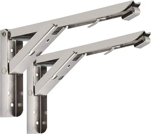 2er Set 8 Zoll Regalträger aus Edelstahl | 195mm klappbare Regalhalterung | Regalwinkel zur Wandmontage | Regal Halter für Wohnmobil Camping | 2 Stück Wandhalterung für Regalbretter