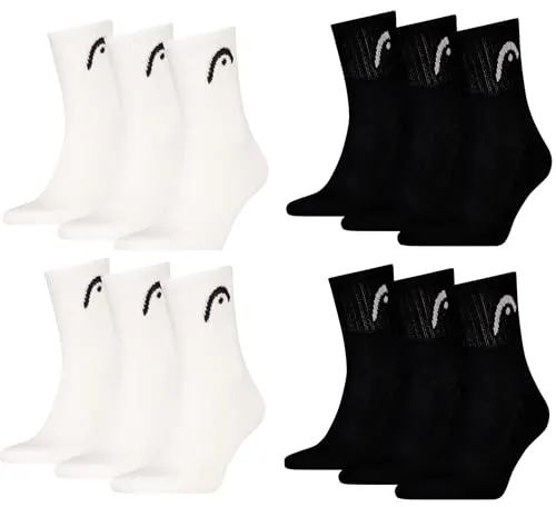 HEAD Herren Unisex Short Crew Sportsocken 12er Pack (39-42,Black/White)