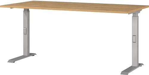 Germania Schreibtisch Mailand, höhenverstellbar, Eiche, 160 x 68-91 x 80 cm - Kinderschreibtisch, manuell höhenverstellbar per Click-System, ideal für wachsende Kinder und ergonomisches Arbeiten.