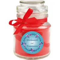 HS Candle Duftkerze & Glas Kommunion Rose Rot