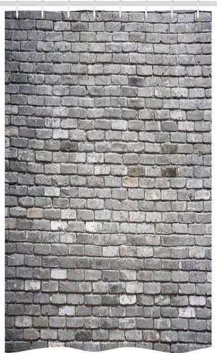 Abakuhaus Duschvorhang Badezimmer Deko Set aus Stoff mit Haken Breite 120 cm, Höhe 180 cm, Grau Im Alter von Raue Ziegelmauer