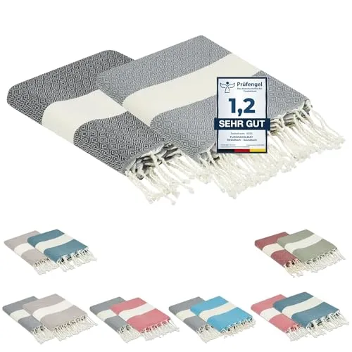 furora Holiday Strandtuch groß 100x200 cm - 2er Set Fouta Handtuch für Strand & Freizeit - Sparen Sie beim Kauf unseres 2er Sets: Vielseitiges Strandtuch in Premium Qualität, ideal für Strand, Sauna oder Picknick. Leicht und kompakt, passt in jede Tasche und ist perfekt für Abenteuer und Entspannung.