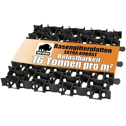 BigDean Rasengitter Kunststoff - 50 Stück Paddockplatten 50x50cm, 16t/m² belastbar - Rasenkanten für Gartenwege und Stellplätze, ultra stabil und befahrbar bis 16 Tonnen/m². Wetterfest und aus 100% Recyclingkunststoff für umweltfreundliche Lösungen.