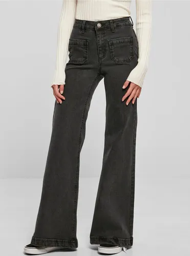 Urban Classics Damen Hose Ladies Vintage Flared Denim Pants Black Washed 26 - Damen-Jeanshosen, modischer Vintage Flared Look für einen trendigen Auftritt