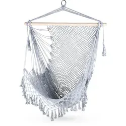 Outtec Hängesessel Grau - Boho-Stil - Hängesessel im trendigen Boho-Stil, ideal für Garten oder Balkon. Strapazierfähiges Material und hohe Belastbarkeit bis 120 kg bieten optimalen Komfort für stundenlange Entspannung.