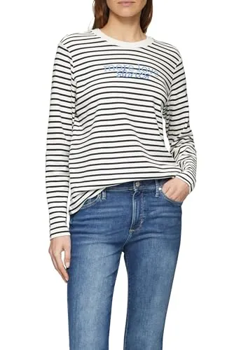s.Oliver Gestreiftes Langarmshirt im Relaxed Fit - Shirt in Relaxed Fit mit stylishen Artwork-Details, aus 100% Baumwolle für höchsten Tragekomfort, ideal für lässige Looks.