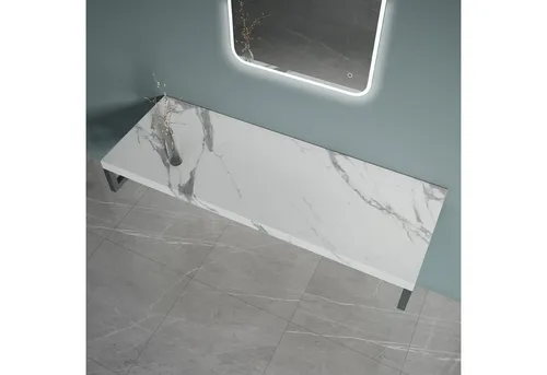 doporro Waschtischplatte aus Eichenholz mit weißem Marmor in weiß von doporro