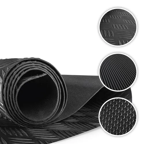 Walser Gummimatte Odin, zuschneidbare Gummimatten Boden 100x150 cm, Gummimatte Außenbereich, universal Gummi Schutzmatte für Garagen Boden, Werkstatt Boden, Outdoor, Gummimatte Meterware schwarz