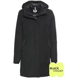 camel active Damen Funktionsmantel mit Kapuze Schwarz - Wasserabweisend, winddicht und daunenfrei, ideal für wechselhaftes Wetter