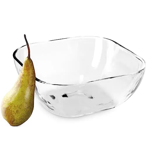 KADAX Glasschüssel, eckige Obstschale aus robustem Glas, Salatschüssel in 3 verschiedenen Größen, Spülmaschinenfeste Glasschale, transparente Snackschale für Obst (20cm, 1, stück)