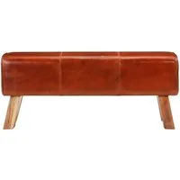 vidaXL Sitzbank Turnbock aus Echtleder - Sitzbank für Wohnzimmer und Esszimmer mit robusten Holzbeinen aus massivem Mangoholz. Genieße den luxuriösen Look und optimalen Komfort dank der dicken Polsterung.