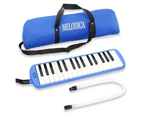 keepdrum Melodica Blau - 32 Tasten für Einsteiger und Profis - Melodica für Kinder und Musiker, einfach zu erlernen mit 32 Tasten, inklusive Tasche und Luftschlauch für vielfältige Spielmöglichkeiten.