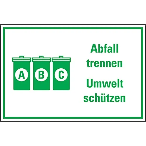 Schild I Kombischild Abfall trennen Umwelt schützen, Text/Symbol, Kunststoff, 300x200mm