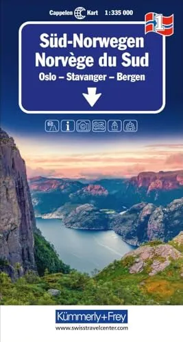 Kümmerly+Frey Regional-Strassenkarte 1 Süd-Norwegen 1:335.000: Mit Oslo, Stavanger und Bergen. Inkl. Ortsverzeichnis und Reiseinformationen