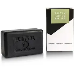 KLAR Aktivkohleseife 100 g - Gesichtsseife mit Aktivkohle für porentiefe Reinigung und Minimierung von Pickeln. Pflegt mit Jojoba- und Mandelöl für ein gesundes Hautbild.