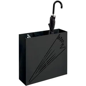 Haku-Möbel Schirmständer 22568, schwarz - Stilvoller Schutz für Ihren Regenschirm - Eleganter Schirmständer aus schwarz lackiertem Metall mit gestanztem Motiv und herausnehmbarer Tropfschale – ideal für jeden Eingangsbereich.