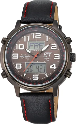 Eco Tech Time Solar Drive Funk ETT Hunter II EGS-11452-22L Herrenfunkuhr - Chronograph mit Solar-Funk-Antrieb, 10 bar wasserdicht und ewigen Kalender. Ideal für sportliche Männer, die Wert auf Funktionalität und Stil legen.