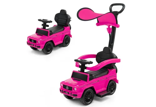 COSTWAY Mercedes Benz Rutschauto 3-in-1 mit Sonnendach – Rosa