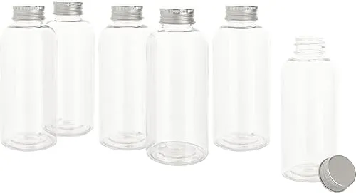 VBS Kunststoff-Flasche mit Schraubdeckel, 6 Stück wiederverwendbar, 180 ml, Zylindrisch, Umweltfreundlich, Flip Top, Spülmaschinenfest, Lagerung, Organisation, Reise
