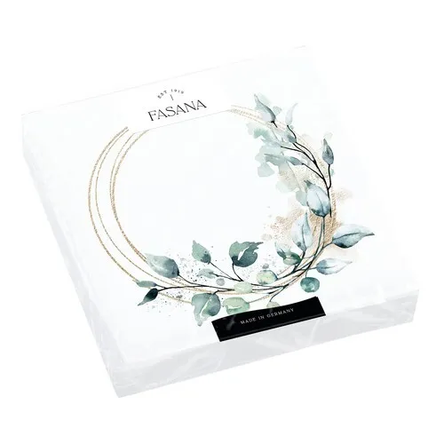 Servietten Golden Leaves Wreath Blätter Ring elegant Hochzeit gold 33x33cm 20