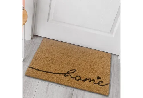 Carpetia Fußmatte Home Kokos Fußabtreter, schlichtes Design in braun-beige, Rechteckig