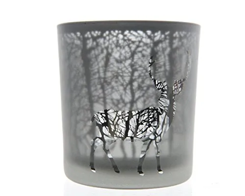 Grauer Hirsch-Teelichthalter 7,3 x 8 cm