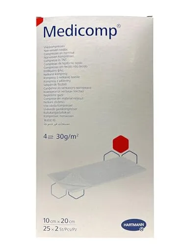 MEDICOMP Kompressen 10 x 20 cm 25 Briefumschläge Non Woven 2 Uni