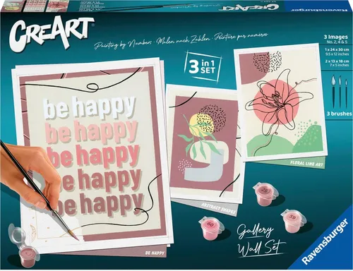 Ravensburger Malen nach Zahlen CreArt ABSTRACT SHAPES - Kreatives Malset für Erwachsene - Schreibutensilien: Entspannung für Kreativköpfe ab 12 Jahren mit 3 stylischen Motiven und nummerierten Feldern für ein perfektes Malergebnis.